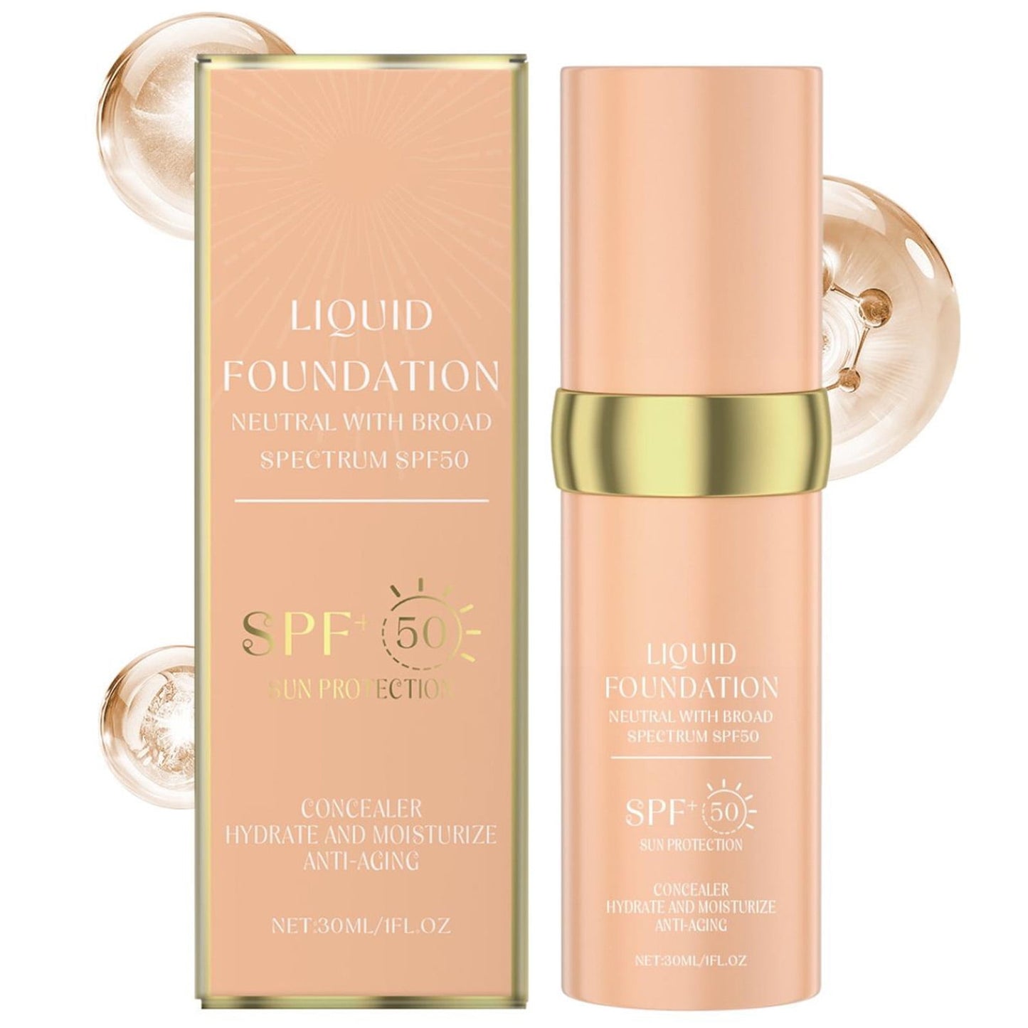 4-in-1 Versatile Foundation,Foundation 4 in 1 - Medium Spectrum with SPF 50+,Hydrating Color Changing Foundation，Longwearing & Waterproof,Light Spectrum(30ml/1fl.oz)Clearance from Biweutydys