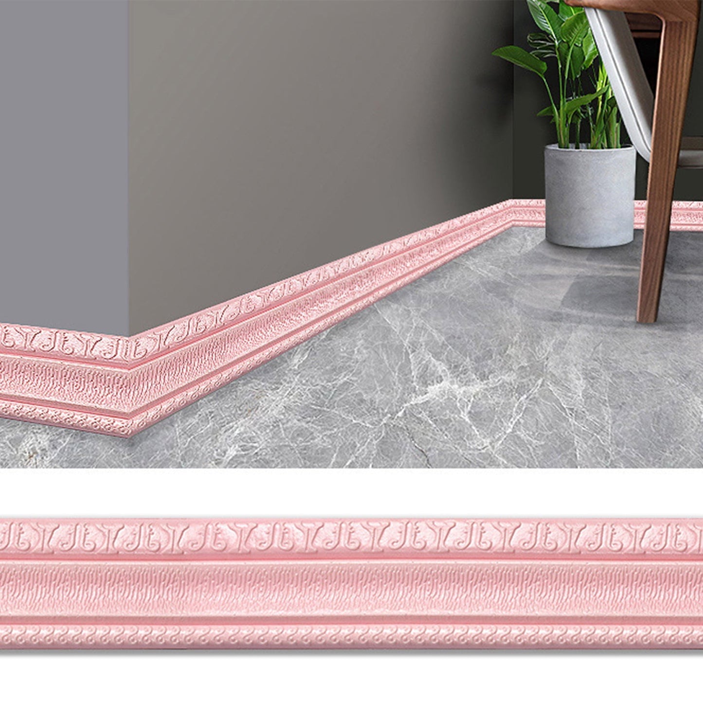 Peel and Stick Mirror Frame Border,Self Adhesive Flexible Molded Trim,Sticky Decorative Wall Lines Wallpaper Border,3D Flexible Foam Wall Trim Wallpaper(Pink 90*3in)