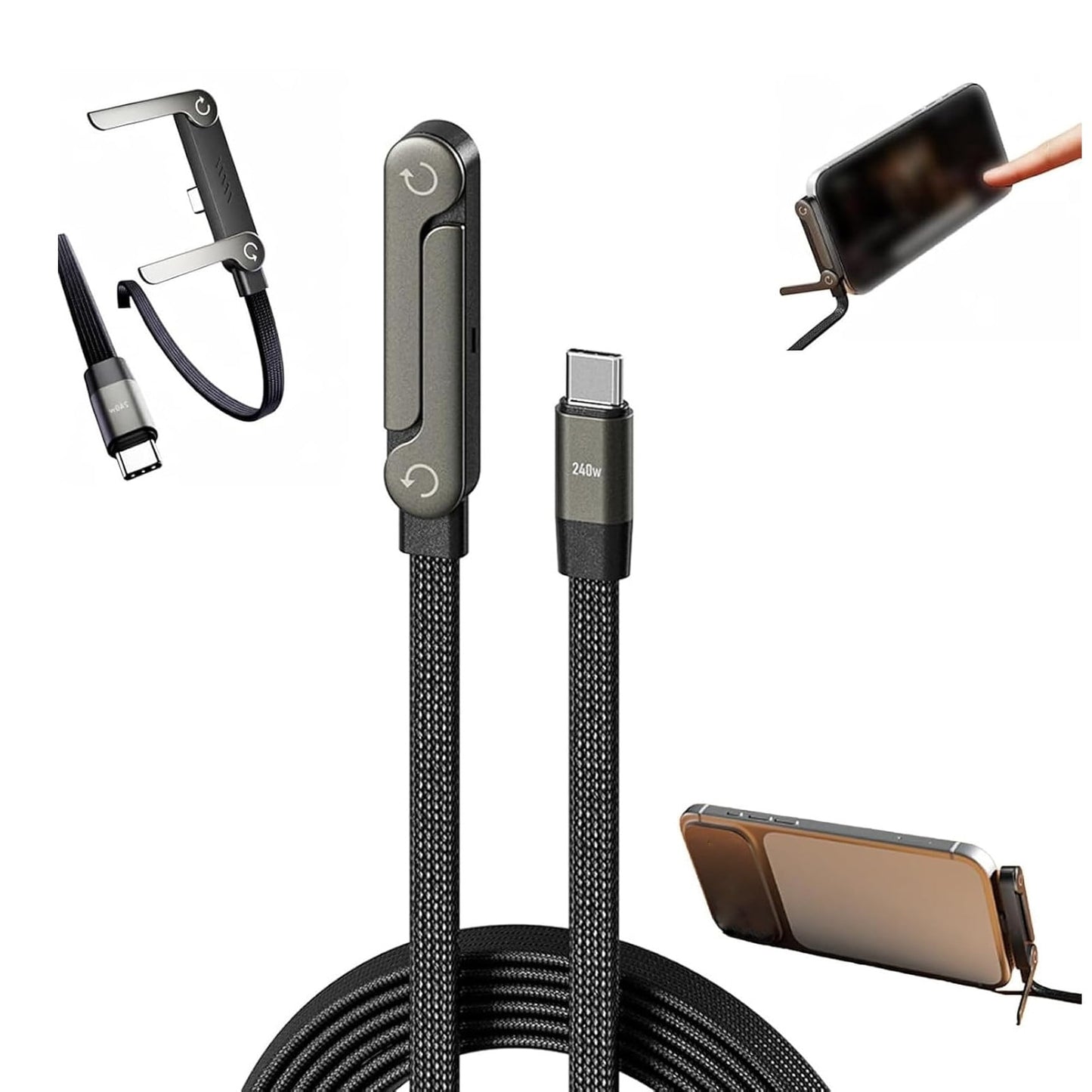 240w Usb-C Charge Cable,Chubby Cable Usb C,Multi Charger,5ft 240w Data Cable Fast Charging Cable C Port To C Port,360¡ã Rotation For Smartphones, Tablets, Laptops, Gaming Devices.