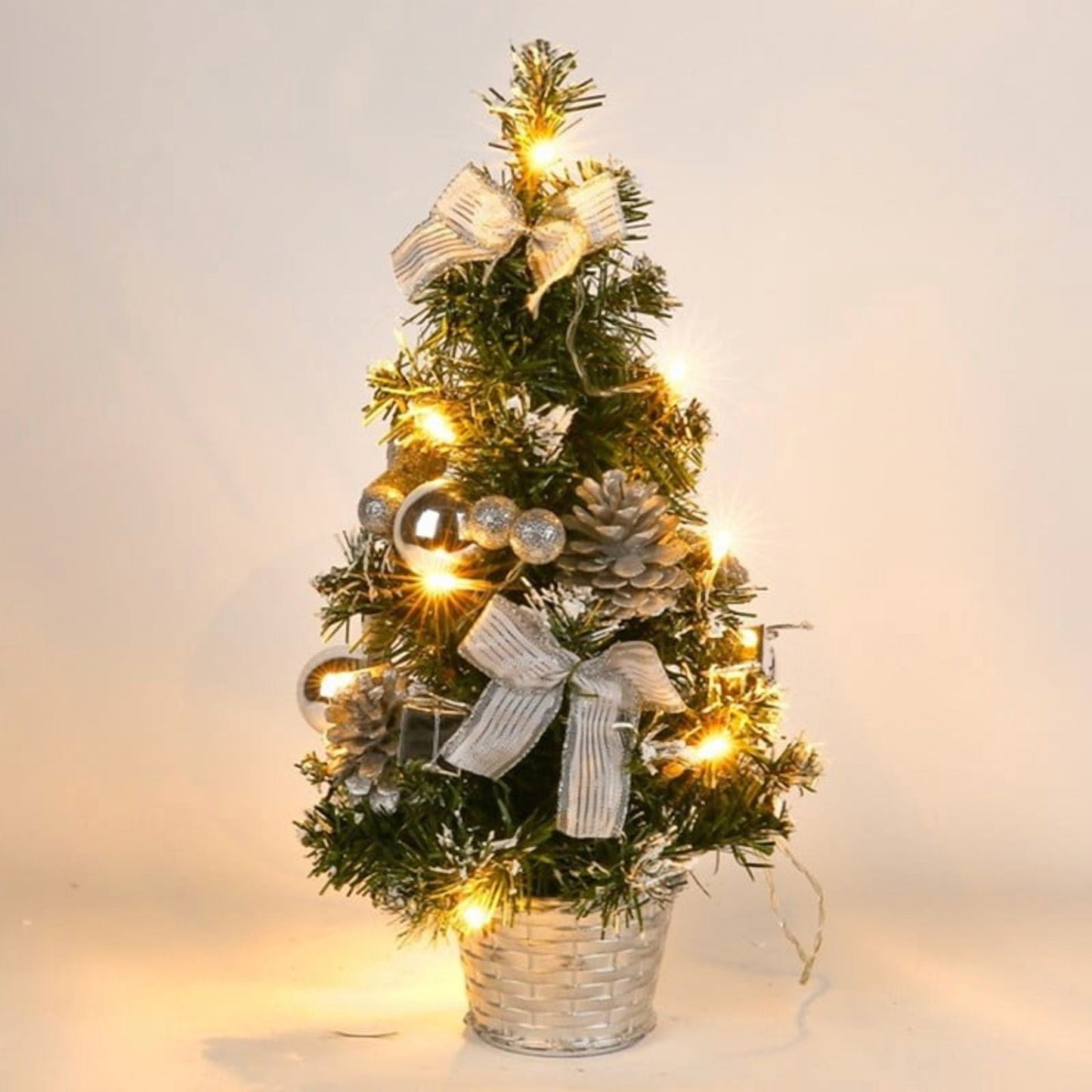 1 Foot Christmas Tree,Small Christmas Tree With Lights,Tabletop Christmas Tree,15.8inch,Mini Artificial Christmas Tree With Led String Lights,Ball And Woven Base,Potted Small Xmas Trees Decor.