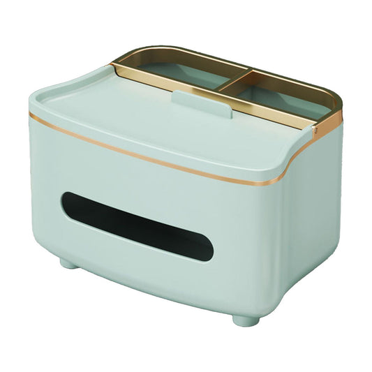 Tissue Box Cover,Kleenex Box Covers,Upscale Household Tissue Box Organizer - Living Room Remote Control Storage Box, 2-in-1 Paper Box with Storage Compartment for Home Decor(MulticolorGreen)