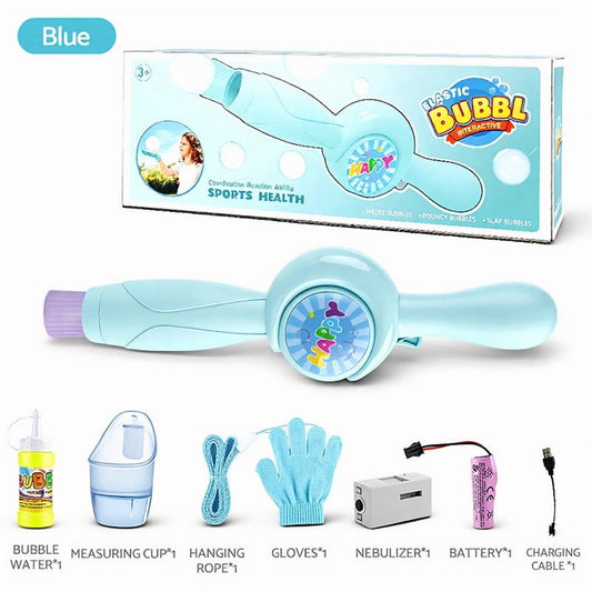 Smoke Bubble Machine,Bubble Fog Wand,Fog Bubble Machine,Elastic Wand Toy 50ml,Rechargeable Smoke Bubble Machine,Colorful Lights & Music Bubble Maker For Outdoor Parties Use.(Blue)