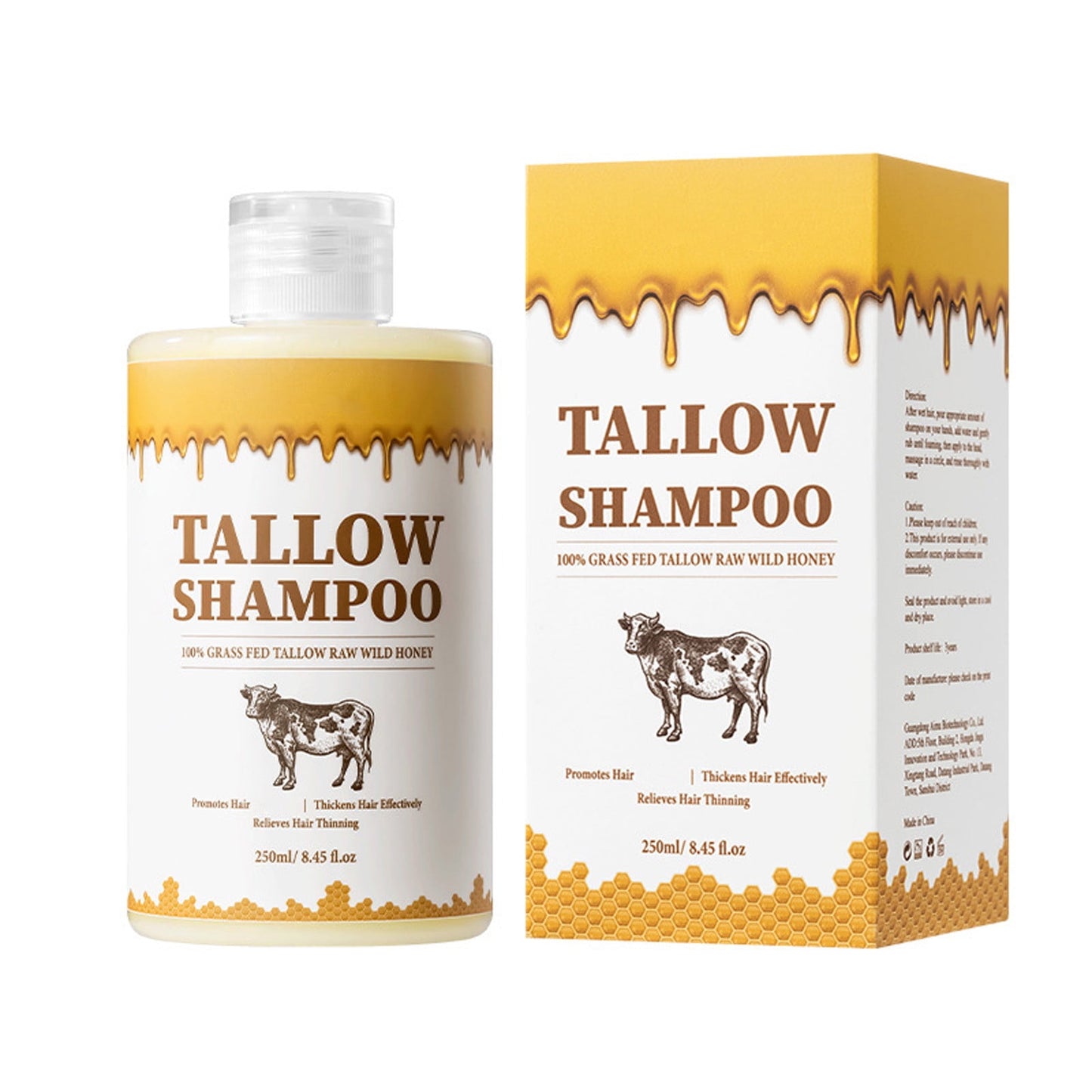Hair Shampoo,Hair Care,Beef Tallow Shampoo Grass-fed Bezoar Shampoo,Gently Cleanses and Softens, Safe for Color-Treated Hair,Nourishes And Repairs Frizzy Hair(250ml/8.45fl.oz)