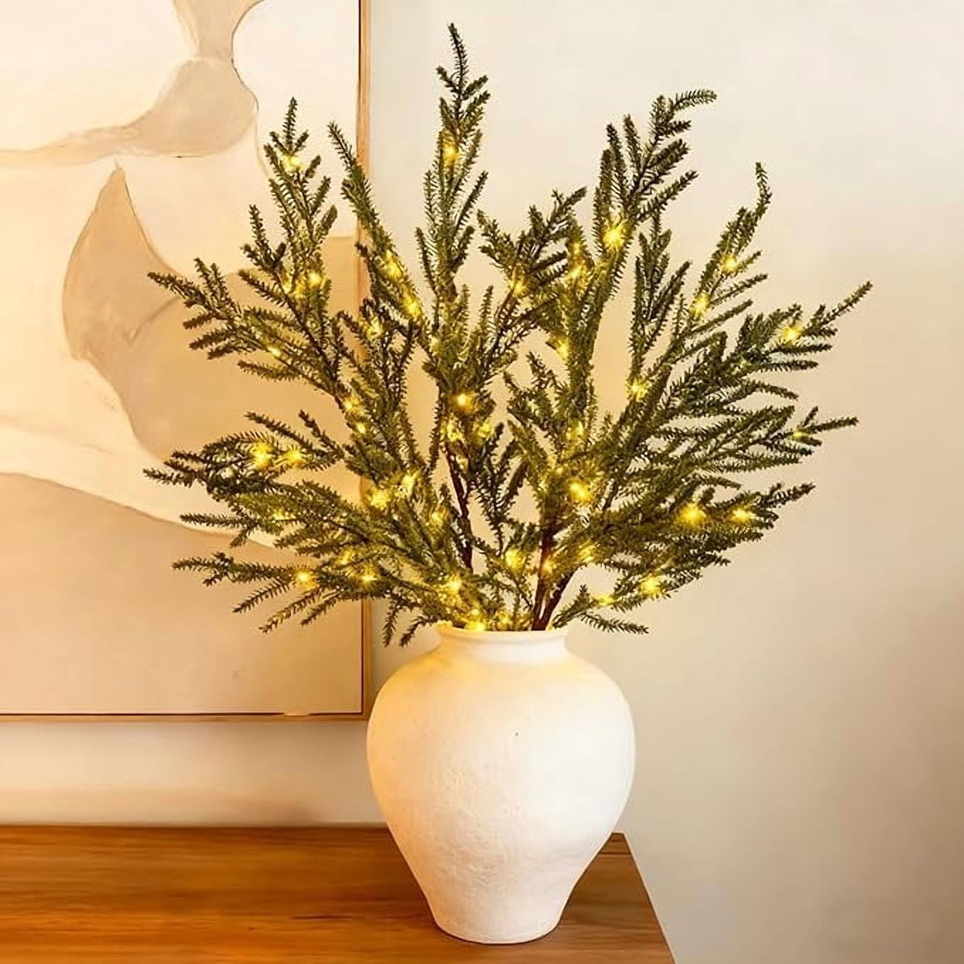 Christmas Garland,15.4Inch£¬Lit Stems Lighted Norfolk Branches Lit Norfolk Pines Stems