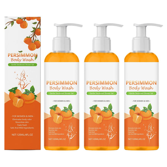 3Pcs Persimmon Body Wash, Natural Persimmon Soap Bar Old People Smell Remover, Persimmon Tannin Extract Body Wash, Smelly Feet Deodorant Body Odor Eliminator, 4.06 fl oz