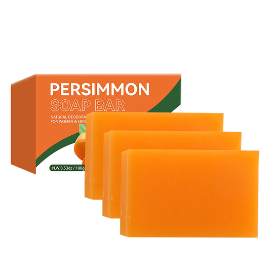3Pcs Persimmon Soap Bar, Natural Deodorant Body Bar Soap, Deodorizing & Eliminating Body Odor for Old People Smell, Natural Deodorant Persimmon Bar Soap, Organic Body Wash Soap for Women & Men