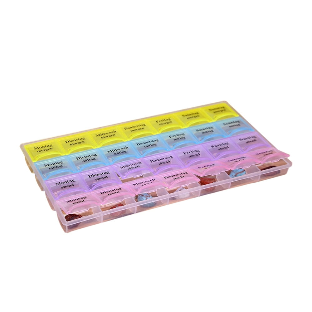 Pill Organizer,Pill Case,4 Rows Per Week 28-Grid Medicine Boxes,7 Day Box Tablet Dispenser Organizer Weekly Storage Case for AM PM,Extra Large Pill Organizer,XL Pill Case(4Rows 8in)