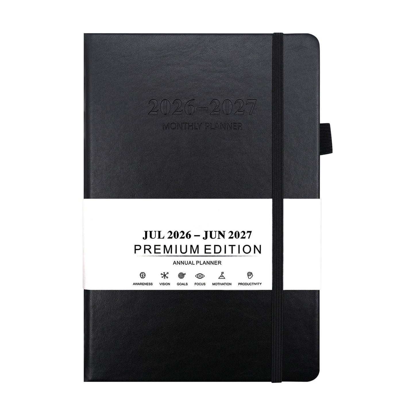 2026 Planner & 2026-2027 Bilingual Schedule Notebook, A5 Daily Weekly Monthly Planner, Chinese English, Thick Paper No Bleed, Sleek Cover, for Work, Study, Goal Setting, Simple Layout