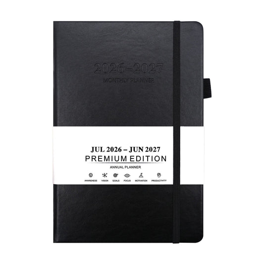 2026 Planner & 2026-2027 Bilingual Schedule Notebook, A5 Daily Weekly Monthly Planner, Chinese English, Thick Paper No Bleed, Sleek Cover, for Work, Study, Goal Setting, Simple Layout