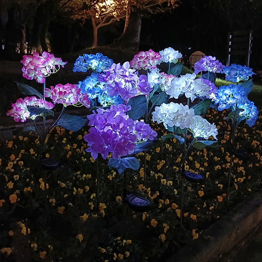 Solar Powered Flowers,Solar Lantern LED Decorative Outdoor Lamp Flower Lantern Solar Light,Outdoor Solar Lights Waterproof Hydrangea Garden Stake Lights(Pink 1pc 32in)