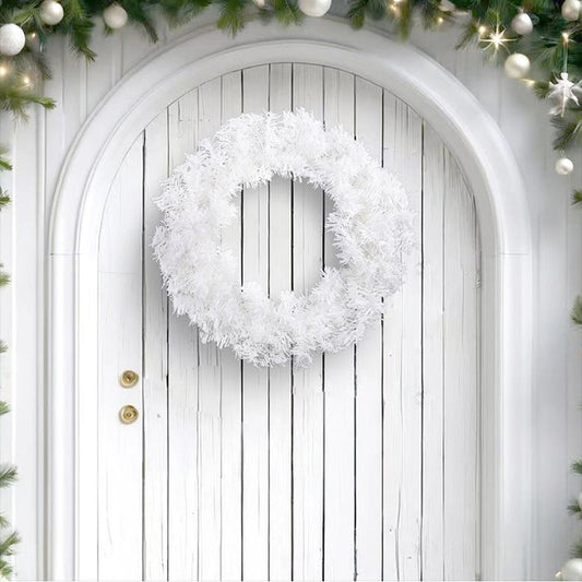 Christmas Wreaths Clearance,Winter Wreaths for Front Door,Christmas Wreath Blossoms Door Hanging Window Display Decoration Simulation White Wreath Christmas Decorations(White 16in)