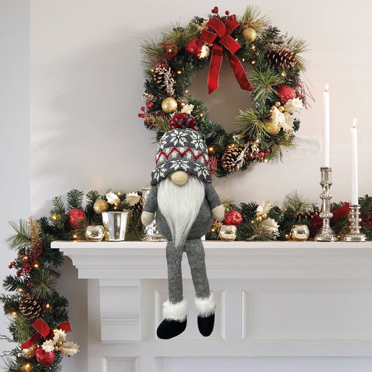 Christmas Gifts,6-Inch Faceless Gnome Ornament - Red & Gray Long-Legged Dwarf for Christmas Tree, Party Decor, and Rudolph Theme Displays (Plush Fabric)?