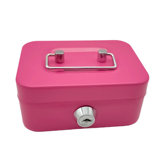 Cash Box,Money Box,Small Safe with Key, Portable Safe Metal Money Box, Small Money Box, Cash Box With Lock And Slot, Metal Cash BoxKey Lock Security Box(Pink 4.5*3*2in)