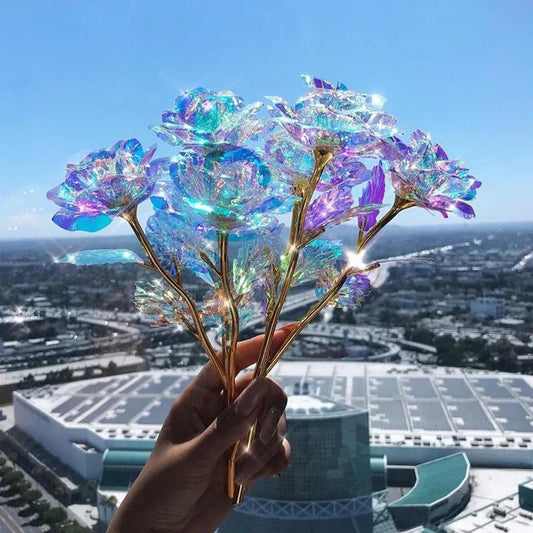 Crystal Flowers,Galaxy Rose Flowers Colorful Rainbow Artificial Flowers Crystal Flower Best Gifts for Mother's Day Easter Valentine's Day Girl's Birthday Party(6pcs 10in)