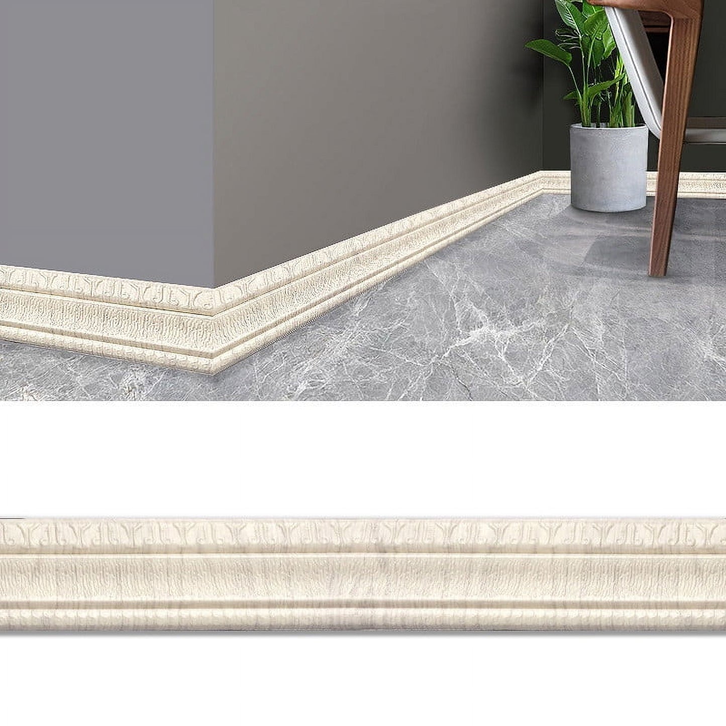 Peel and Stick Mirror Frame Border,Self Adhesive Flexible Molded Trim,Sticky Decorative Wall Lines Wallpaper Border,3D Flexible Foam Wall Trim Wallpaper(White Oak 90*3in)