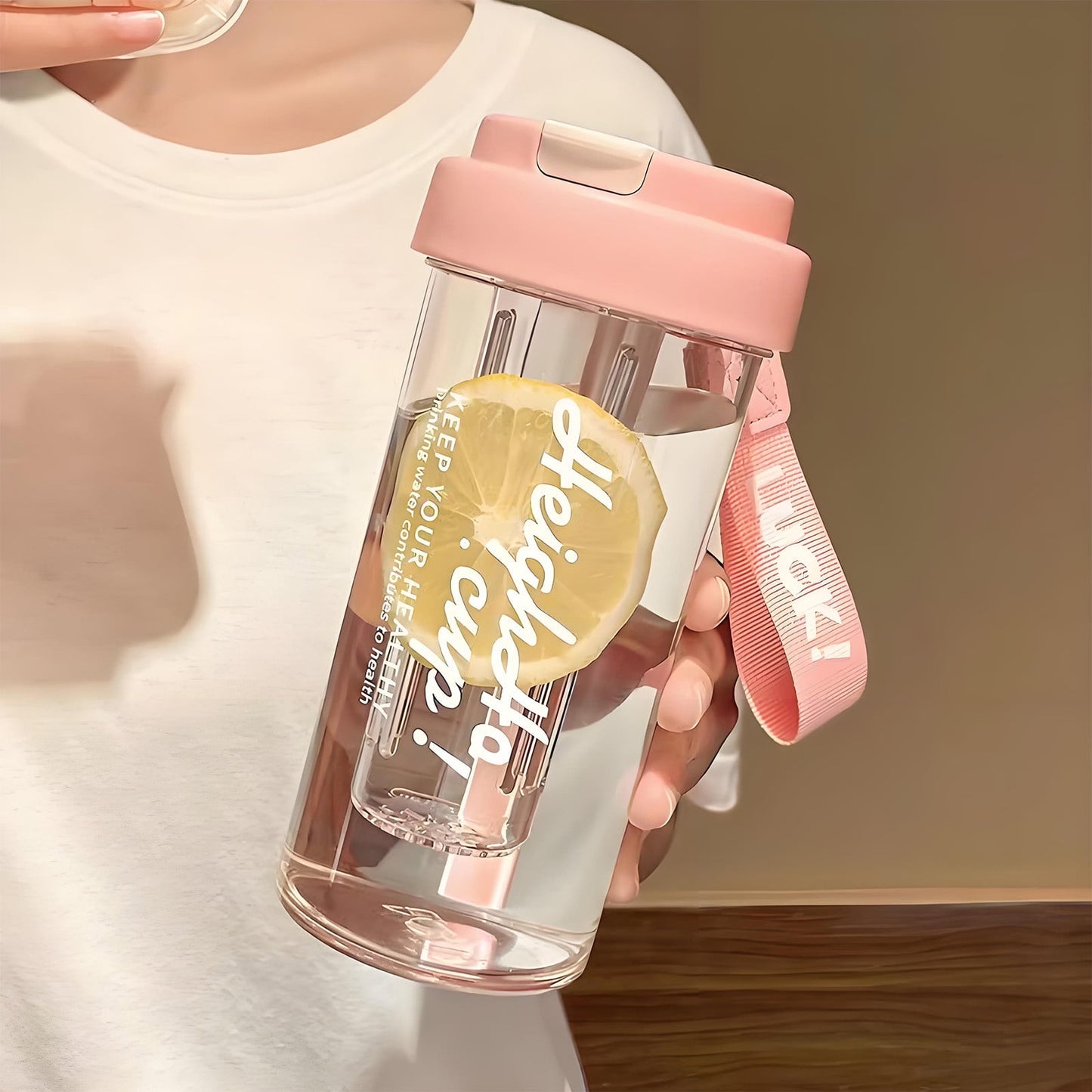 20 Oz Clear Tumbler with Lid and Straw, Portable Water Bottle Drinking Bottle Leakproof and Sports Bottle, Plastic Coffee Tumbler, Iced Coffee Cup Tumbler for Coffee, Soda, Tea, Milk, Juice (Pink)