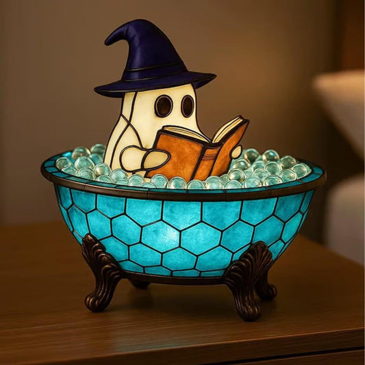 Ghost Night Light,Ghost Bubble Bath Lamp,Halloween Ghost Night Light,Cute LED Lamp for Bathroom Decor,Cute Ghost Decor Vintage Aesthetic Lamp for Bedside(Blue 7in)