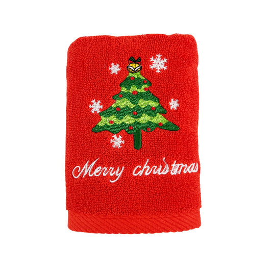 Christmas Hand Towels,Christmas In July Decorations,Merry Christmas Hand Towels for Bathroom Embroidered Bathroom Towels Farmhouse Decorative,Absorbent Soft Cotton(Red 30*13.4in)