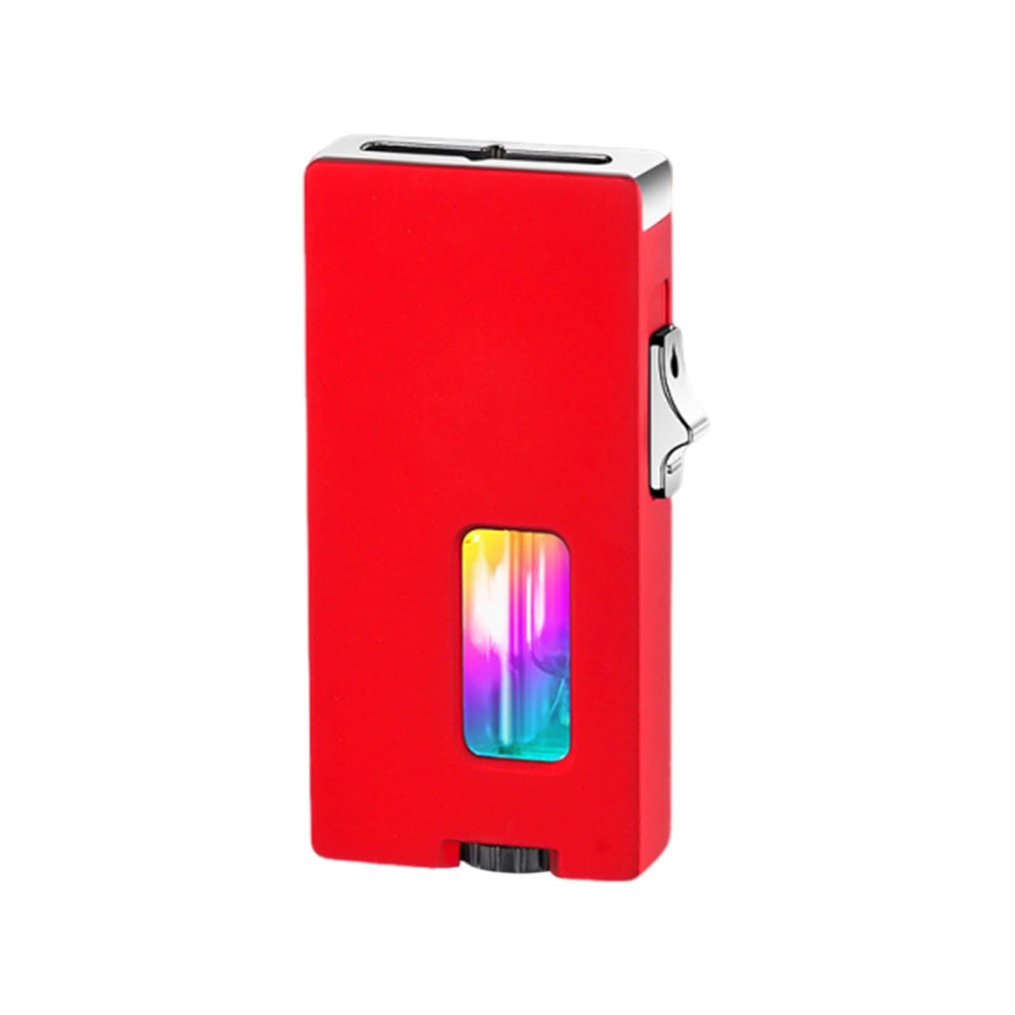 Soft Flame Lighter,Cool Lighters,Ignition Butane Lighter Wide Open Transparent Window Adjustable Windproof Refillable Alloy Body,Suitable For Collection, Cigars, Candles, Men'S Gifts(Red)