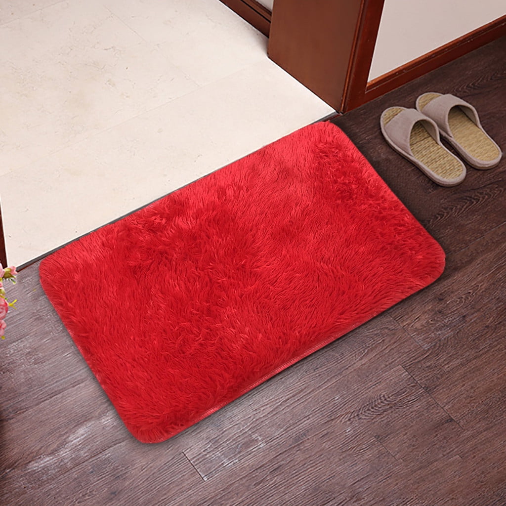 Bathroom Rugs,Fluffy Carpet,Small Rug,Rugs for Bedroom,Small Throw Rugs for Bedroom,Non Slip Mini Area Rug,Door Entryway Indoor Inside Front Entrance Dog Mat(Red 24*16in)