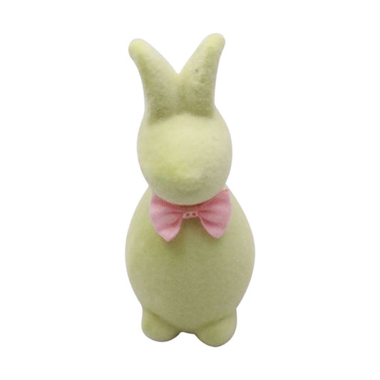 Easter Ornaments With Flocked Bunny Statue Glitter Easter Bunny Tabletop Decorations Flocked Foam Bunny Statue Easter Indoor Decorations Tall 5.9in