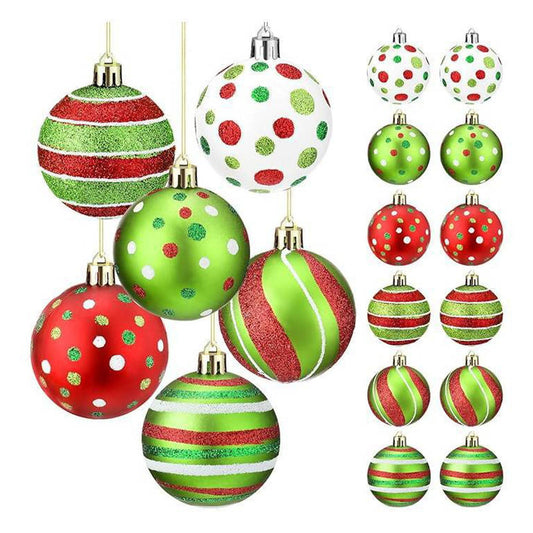 Christmas Decorations for Home,Red and Green Ornaments,Christmas Tree Hanging Ornaments, Christmas Decorations for Xmas Tree,Glitter Red and Green Shatterproof Christmas Baubles(12pcs 2.4in)