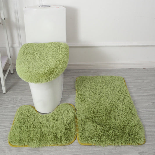 Toilet Seat Cover Set,Bathroom Rugs Sets 3 Piece,Ultra Soft Non Slip Bath Rug and Absorbent Chenille Bath Mat,Bathroom Rugs,Plush Bath Mats for Bathroom(Light Green 3pcs/Set 20in)