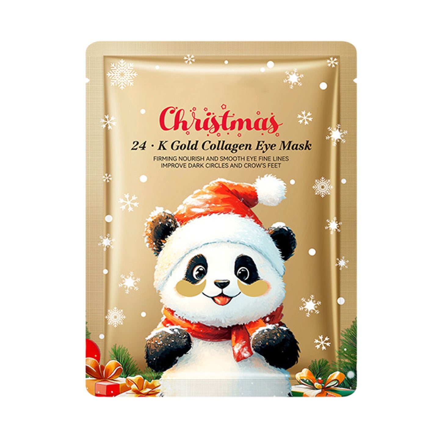Under Eye Patches, Christmas Collagen Eye Mask, Eye Mask Pack for Moisturizing & Anti-Aging, Christmas Holiday Eye Treatment for Dark Circles & Fine Lines, 5ml 24K Gold Eye Patches