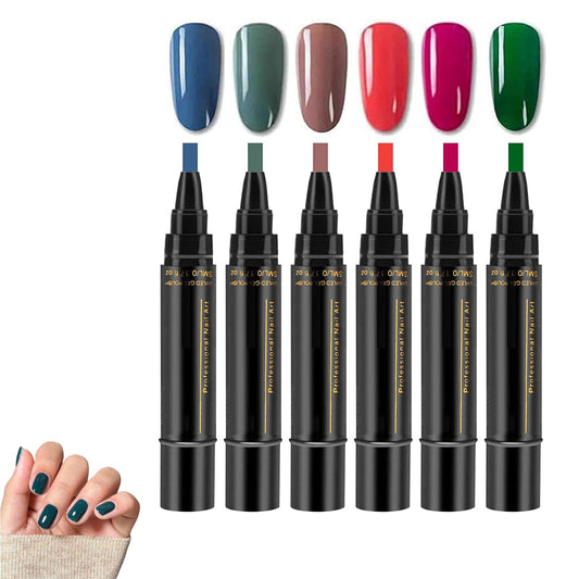 6Pcs Nail Polish Pen Set, 3 In 1 Nail Gel Pens Kit, Nude Natural Color Builder Base, Quick Dry Long Lasting Gel Polish, Beginner Friendly Nail Art Pen Set