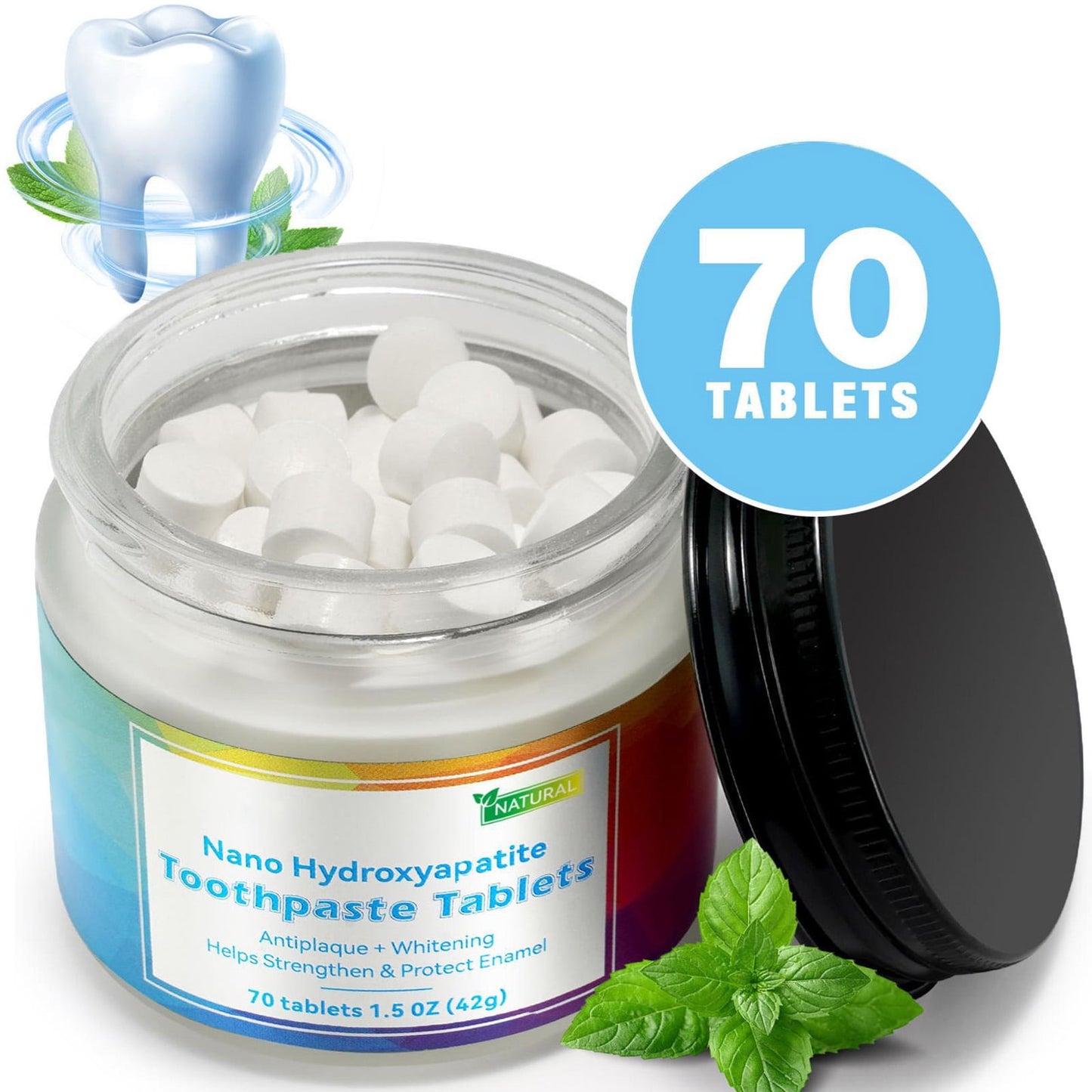 Chewable Toothpaste Tablets,Flouride-Free Toothpaste Adult,Toothpaste Tablets,Nano Hydroxyapatite Mouthwash,Flouride Free Toothpaste with Nano Hydroxyapatite(1pc 70 Tablets)from Biweutydys
