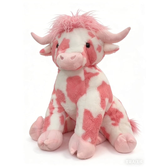 Pink Cow Plush,Highland cow-Valentine's Day Gift,20
