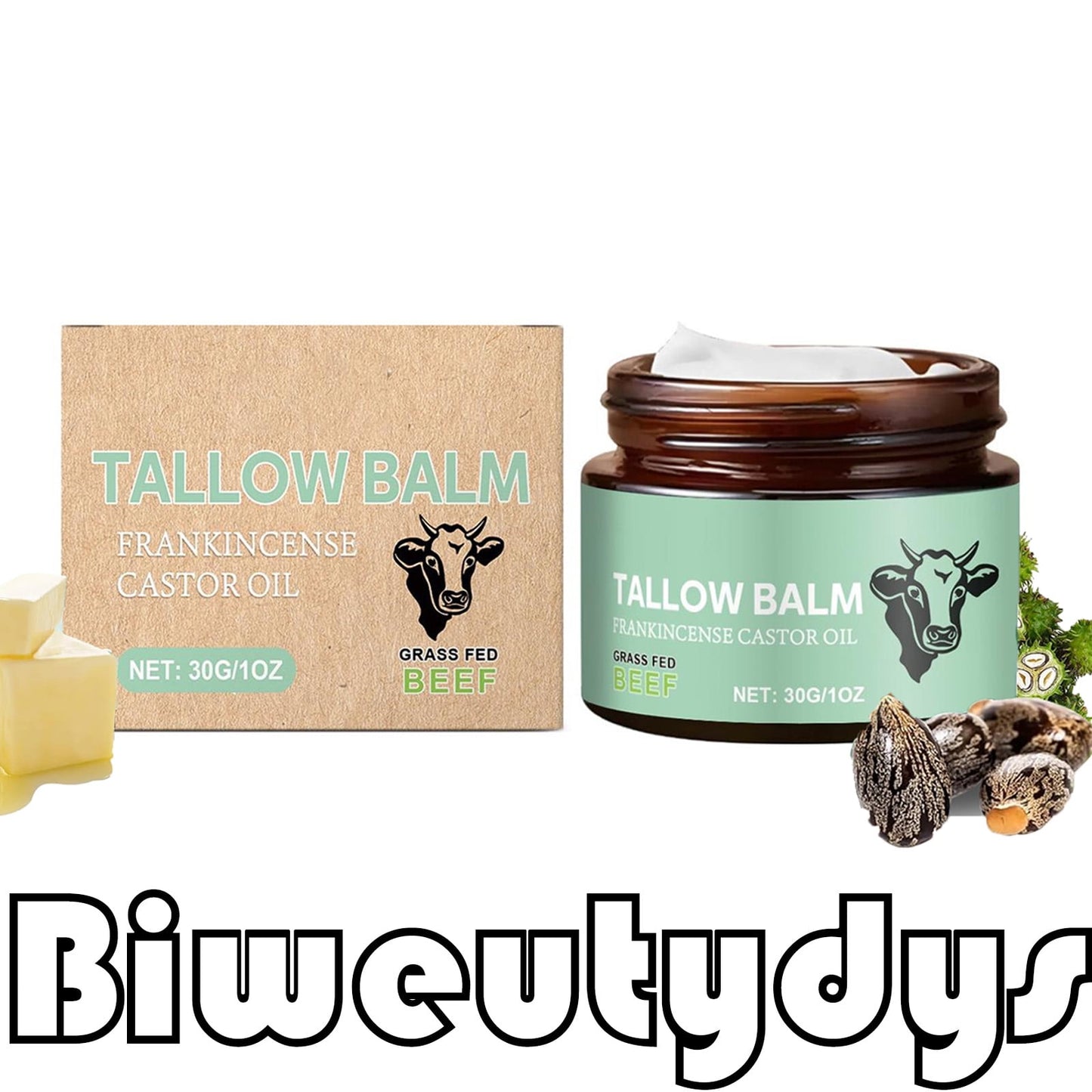 Grass-Fed Beef Tallow With Frankincense Oil & Castor Oil,Organic Whipped Tallow Frankincense And Castor Oil,Frankincense Balm,Beef Tallow Castor Oil Frankincense(1pc 30g/1oz)from Biweutydys
