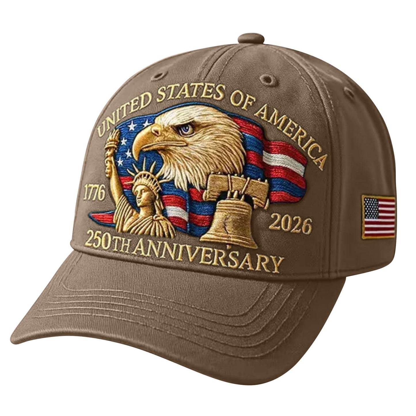 Freedom Hat,America 250th Anniversary Hat,United States 250th Anniversary Hat,Printed Patriotic Baseball Cap For Men Women,US 250th Anniversary Hat, Adjustable Retro Washed(Brown 24-22in)