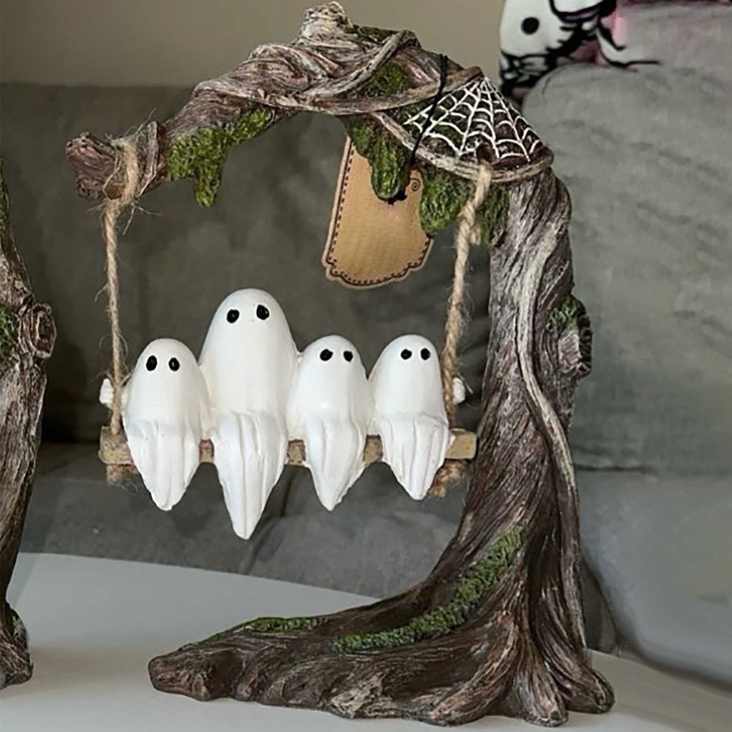 Swinging Ghost,Ghost On A Swing,Halloween Decoration Swinging Shadows: Ghost on A Tree Swing, Hanging Resin Ghosts,Funny Tree Hanging Ornaments,Ghost Decor(1pc 10in)