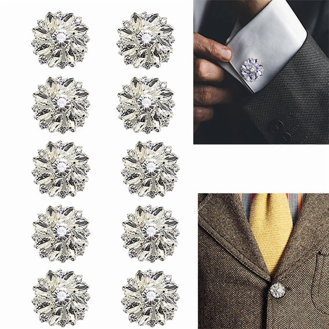 10 Pcs Rhinestone Button Covers, Rhinestone Buttons for Clothing, Crystal Button Covers for Women, Detachable Shirt Button Clips Buttons Jewelry, Rhinestone Button Covers Snap On Accessories