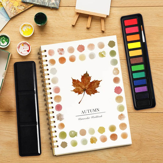 Beginner-Friendly Watercolor Workbook, 12 Colors Watercolor Paint Set With Paint Brush Pen, Painting Book For Kids, Water Colors Paint Adult Set,Diy Drawing & Craft Supplies For Beginners