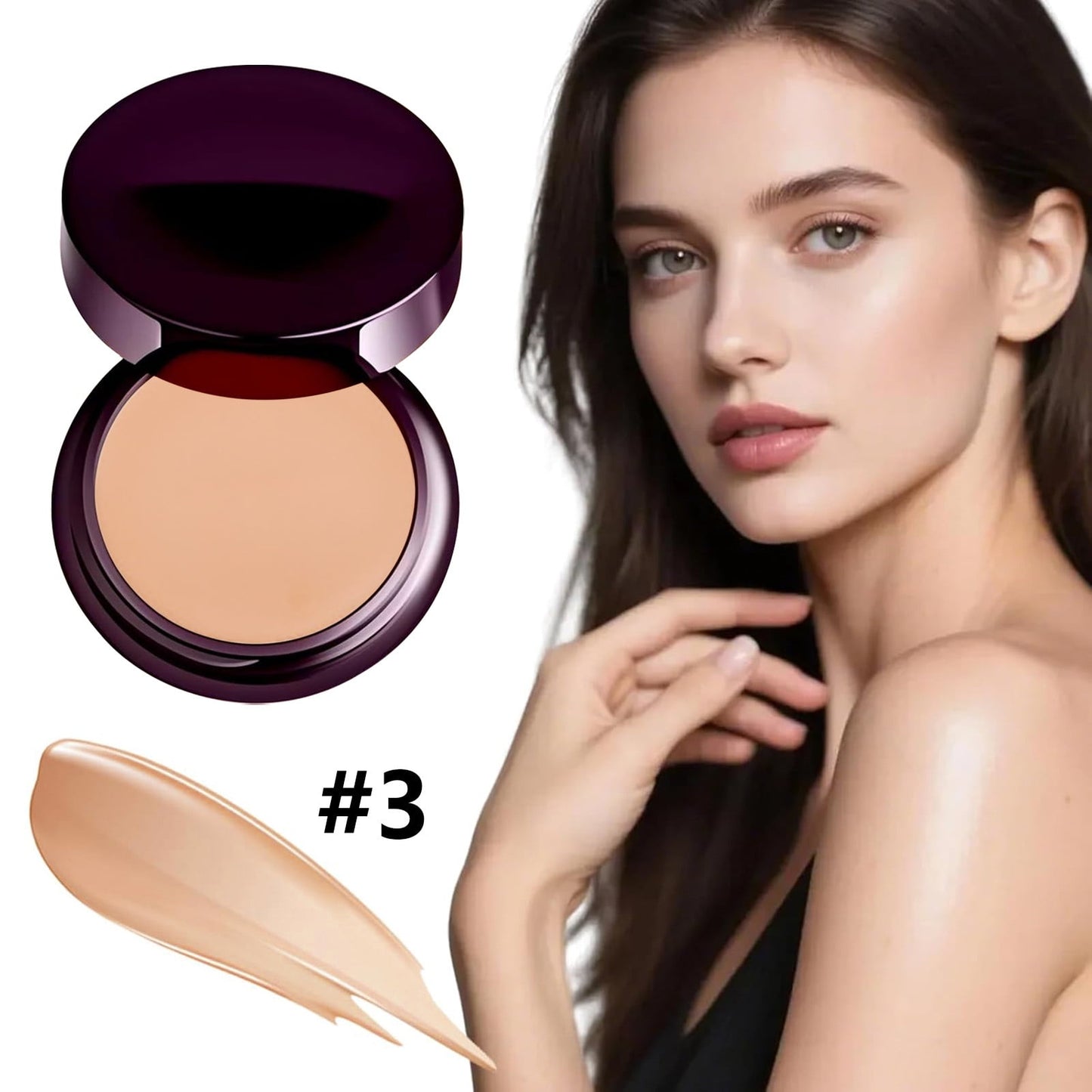 Full Coverage Concealer Cream, Waterproof Matte Smooth Concealer Corrector Long Wearing, Hides Scars,Dark Spots,Waterproof Long-Lasting Hydrating Concealer for Women (#03, Beige)