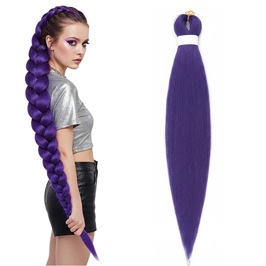 Stretched Braiding Hair, 26 inch Long Hair Extensions for Braids, Synthetic Braiding Hair, Professional Synthetic Fiber Crochet Twist Braids, Purple