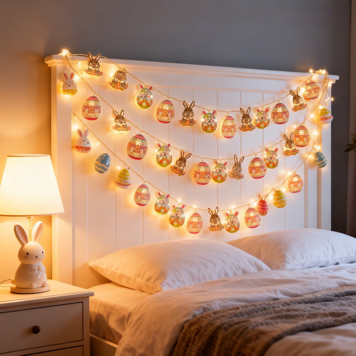 Easter Lights Easter Egg Light Easter Decorations, Bunny Chick Egg Tree LED String Lights, Festive Mood Lights for Indoor Outdoor Holiday Party