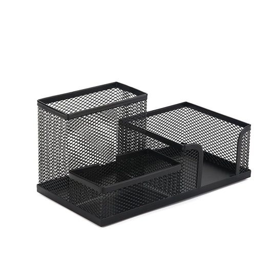 Desk Organizer,Pen Holder,Black Metal Mesh Pen Organizer - 3-Compartment Pencil Holder For Desk Office, Sturdy Base, Space-Saving, Keeps Desk Tidy & Organized(MulticolorBlack)