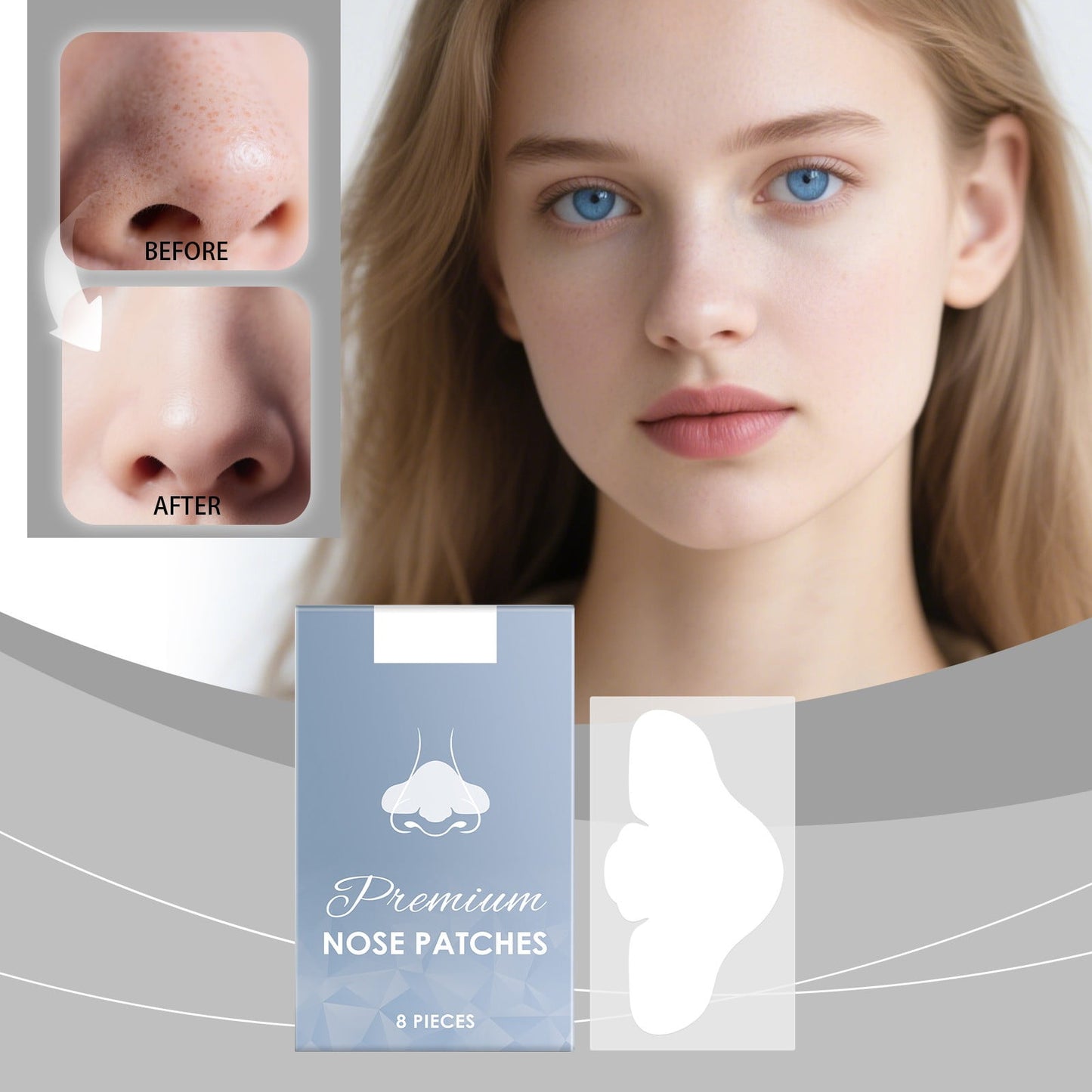 8 Count Nose Pore Patches, Blackhead Remover Nose Pore Strips for Deep Cleansing, Overnight Zits Pore Strip, Hydrocolloid Patches, Clears Black head and Instant Pore Unclogging