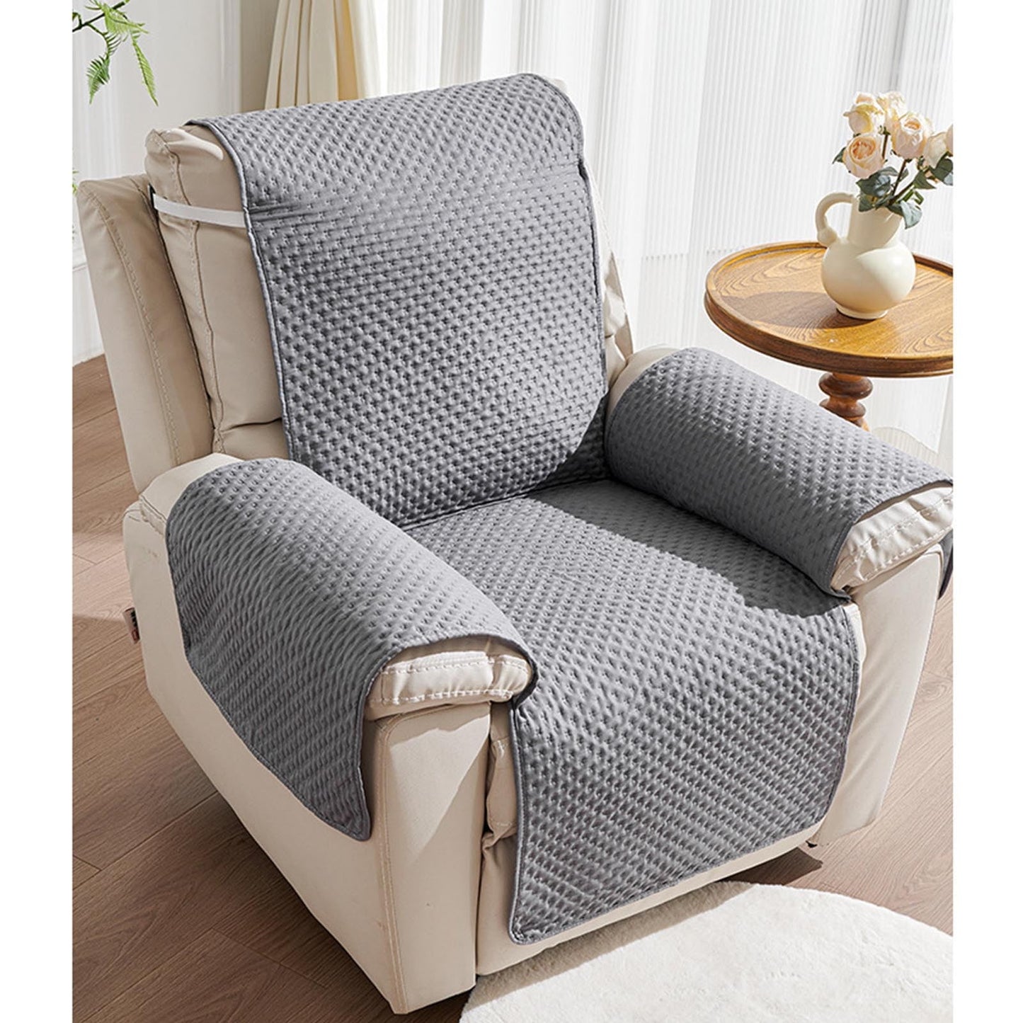 Recliner Chair Covers,Waterproof Recliner Chair Cover,Non Slip Covers for Recliner Chair,Recliner Sofa Towel -dirty Pet Sofa Cushion Solid Color Rocking(Gray 77*22in)