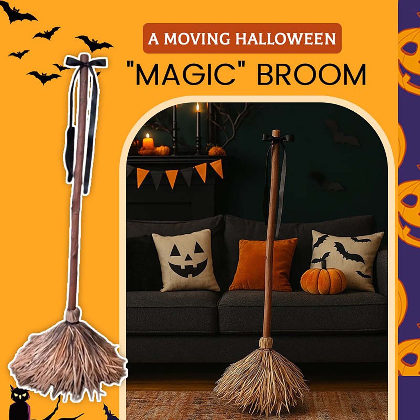 Halloween&nbsp;Decorations£¬Halloween Toys 40inches Movable Sound-emitting Witch Brooms