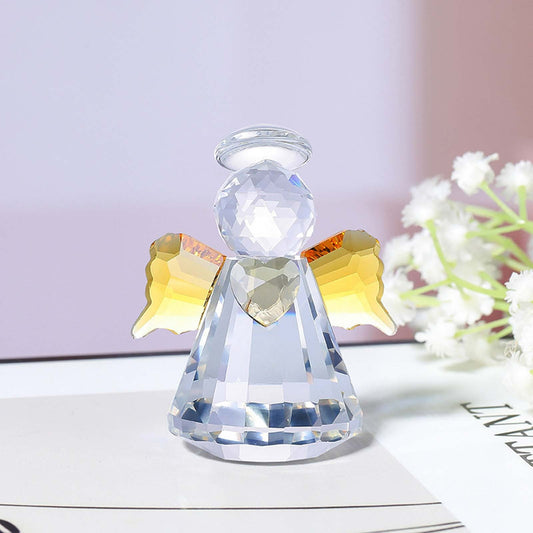 Crystal Angel Figurines,Guardian Angel,2.5inch,Crystal Figurines Crystal Figurines Collectible Glass Art Christmas Statues Gift For Women Home Table Decoration Ornaments(Yellow)