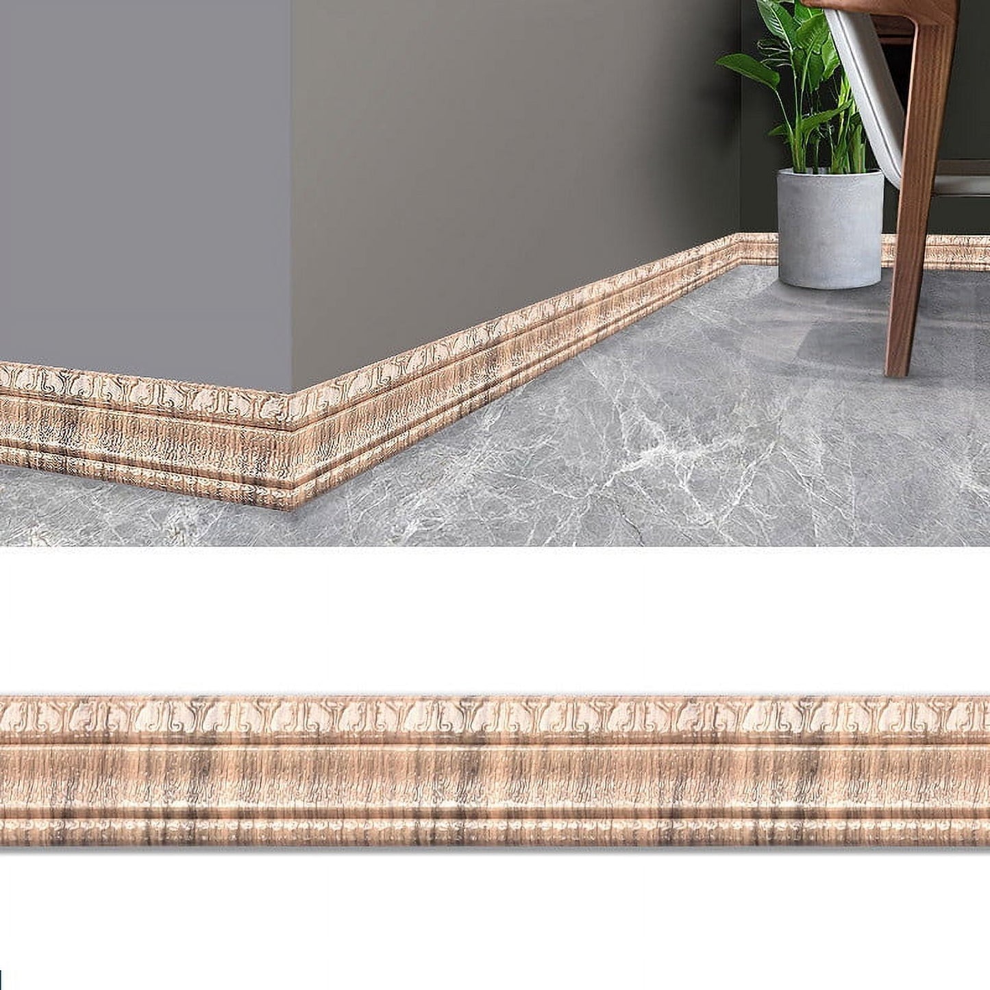 Peel and Stick Mirror Frame Border,Self Adhesive Flexible Molded Trim,Sticky Decorative Wall Lines Wallpaper Border,3D Flexible Foam Wall Trim Wallpaper(Yellow Wood 90*3in)