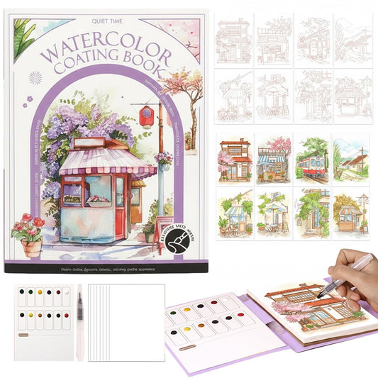 2026 breathly watercolor kit,breathly art,this is not a sketchbook,7Inch Breathly Stress Relief Kit Watercolor Painting Book,Workbook Travel Set for Adults Arts Kit.(Quiet Time)