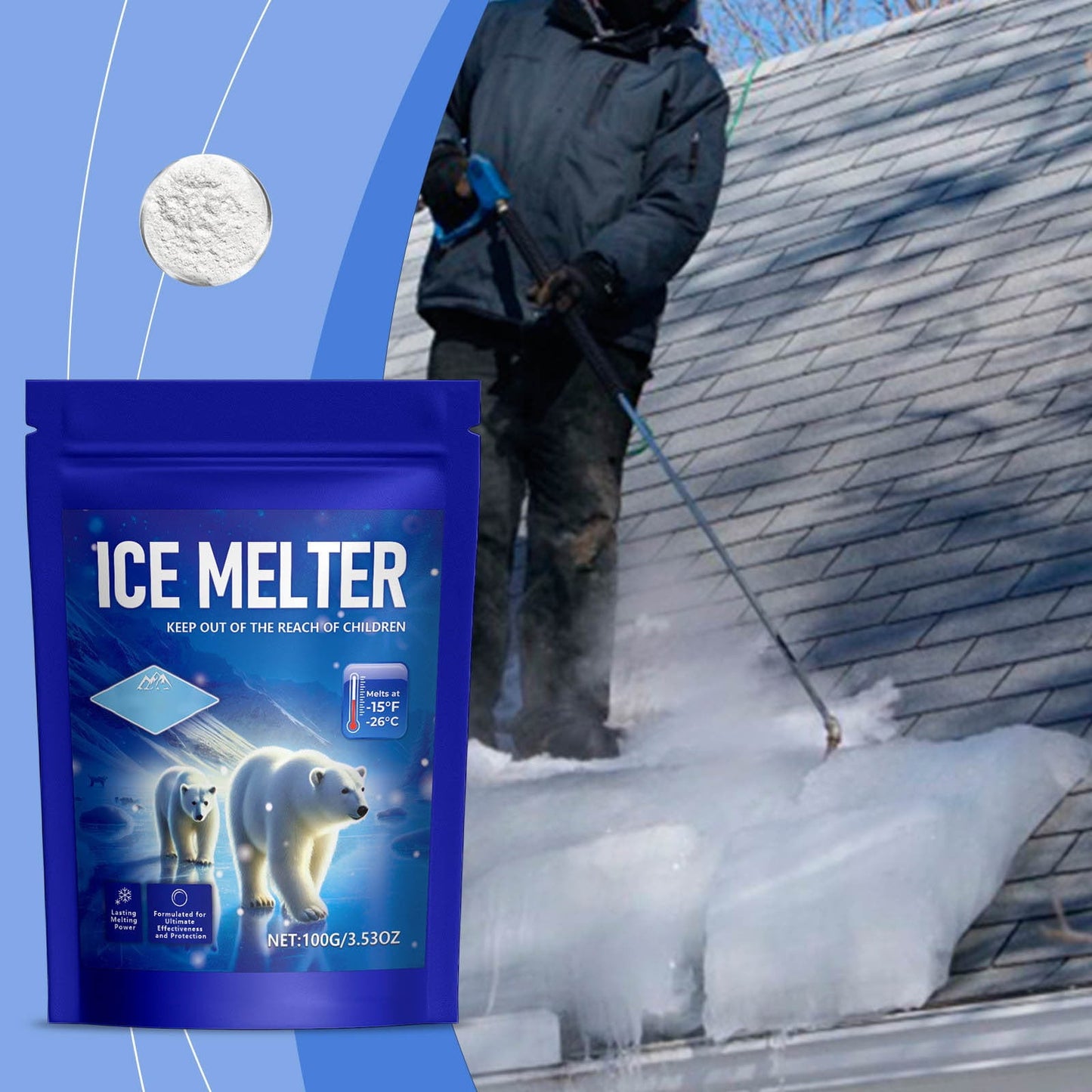 Snow Salt,Ice Melt,Rock Salt For Snow,100g Effectively Melt Ice And Snow While Reducing Potential Impacts The Environment And Vegetation,Driveway Salt,Snow Melt Is Effective Up To -15.