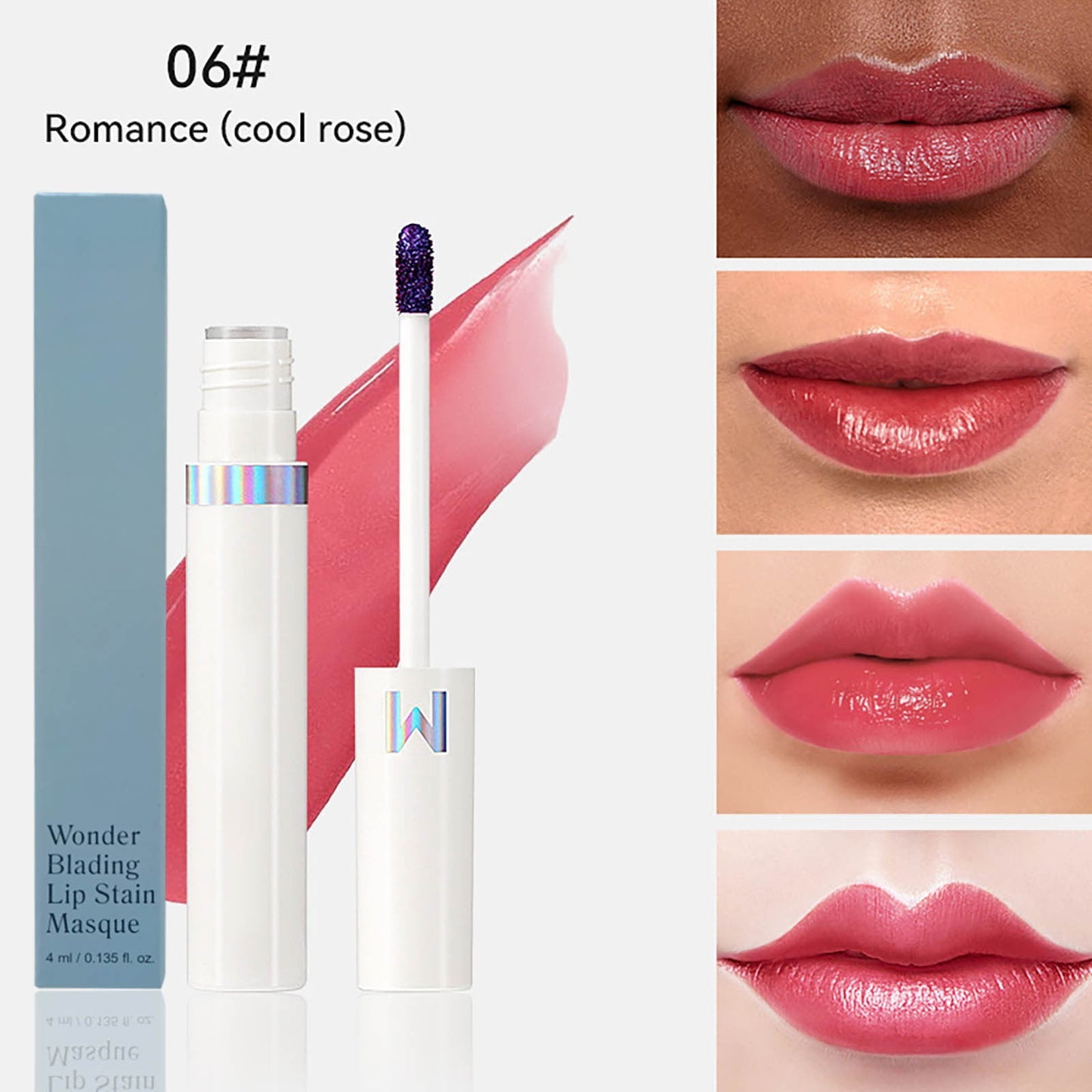 Peel Off Lip Stain Tints, Peel Off Lip Liner Stain, Long-Lasting, Smudge-Proof, Waterproof Matte Lip Tint, Non-Sticky Lipstick High Pigment No Faded Smudge-proof Lip Stains, (#06, Cool Rose)