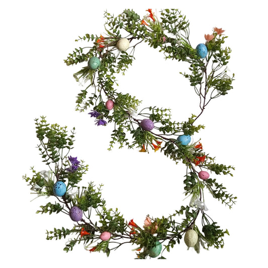 Easter Decorations 74.8in Easter Eggs Vines Rattan Door Decorations Spring Branches And Leaves Floral Decor Colorful Indoor And Outdoor Home Decor Patio Porch Accents