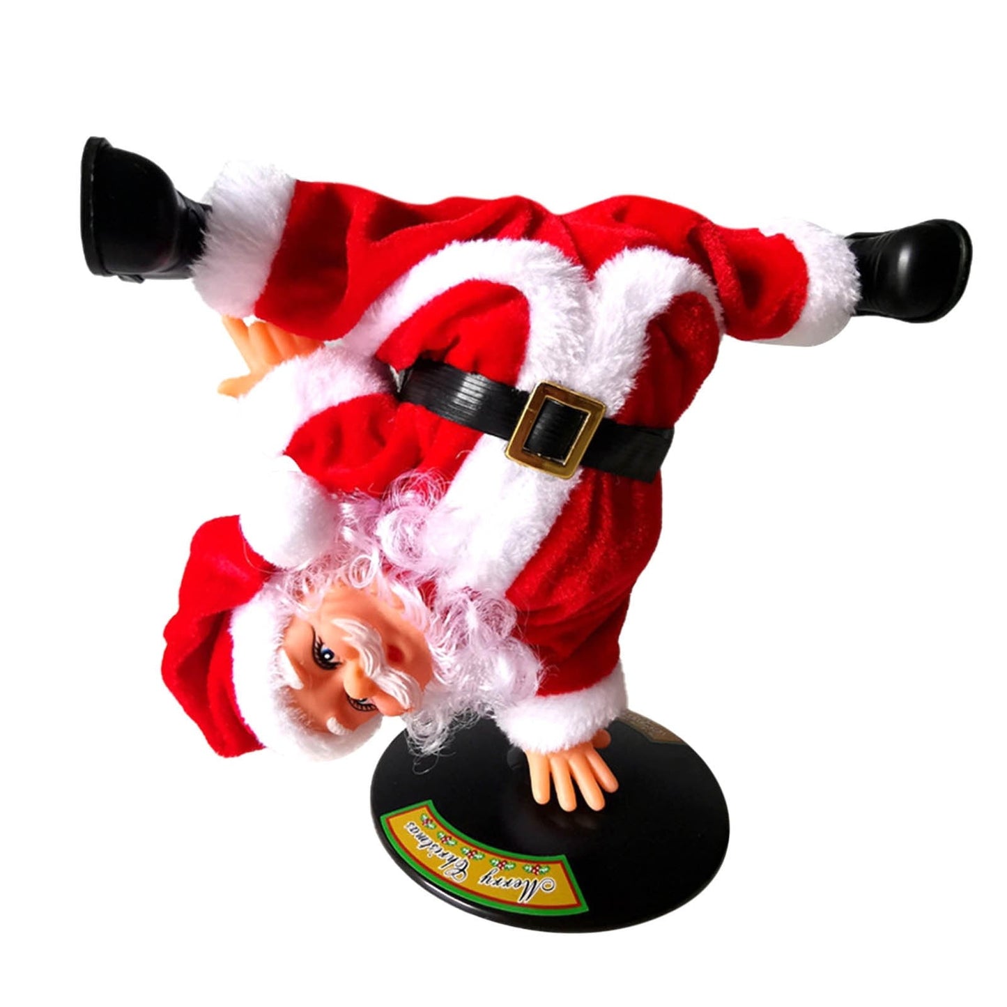 Dancing Santa,Singing and Dancing Electric Christmas Santa Hat,Dancing Santa Claus with Music Animated Christmas Plush Farting Santa Upside Down Spinning Electric Santa Singing Toys(A)